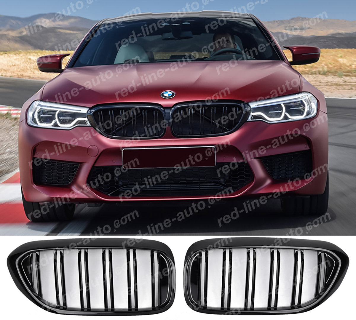 Pre-Facelift BMW G30 5 Series Saloon G31 Estate F90 M5 M-Performance Grille, Gloss Black Double-bar