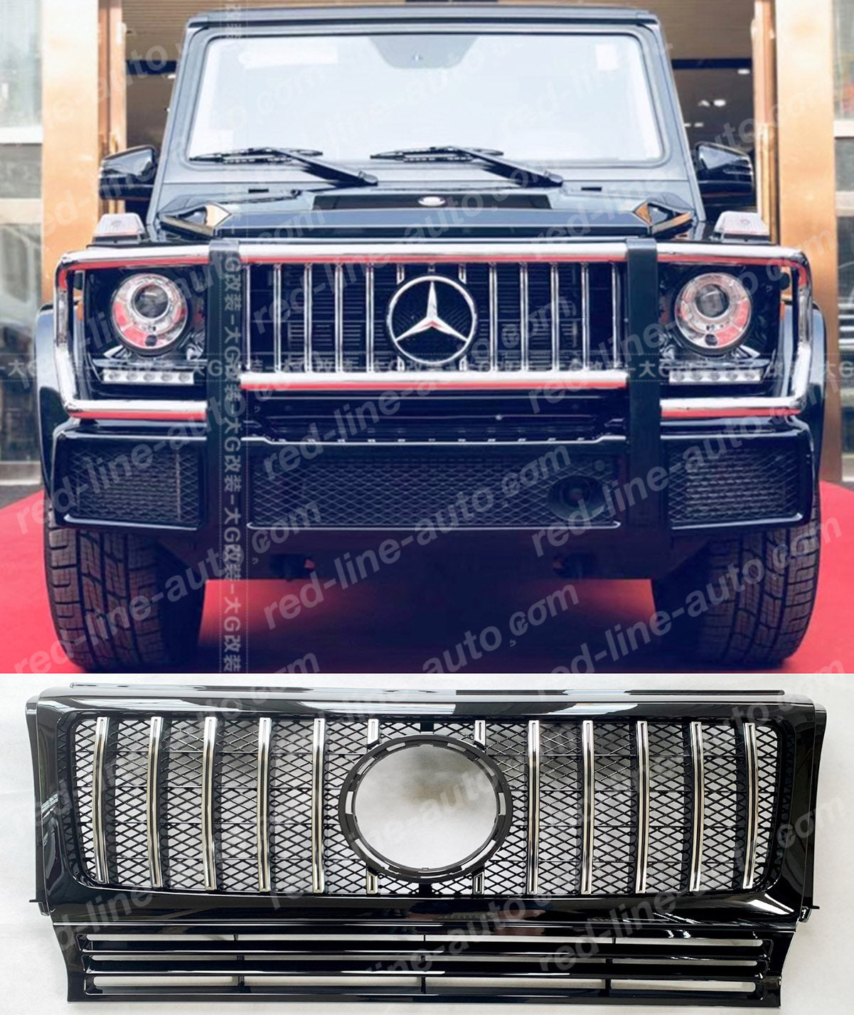 1990-18 Mercedes W463 G-Class SUV Wagon AMG G55 G63 G65 Black GT Grille, Chrome Panamericana