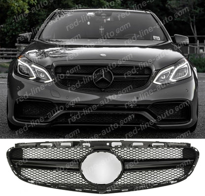 Facelift Mercedes W212 E-Class Saloon S212 Estate AMG Single-bar Front Grille, Full Gloss Black