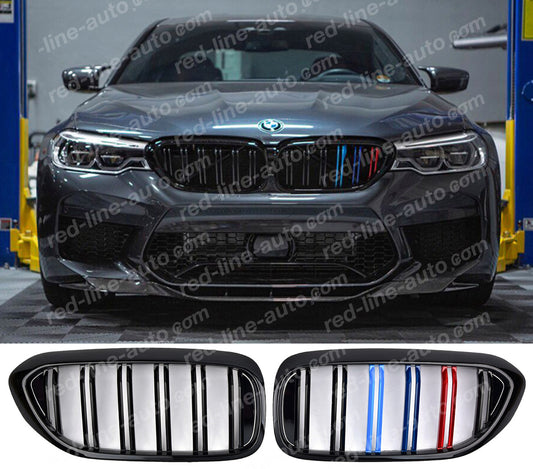 Pre-Facelift BMW G30 5 Series Saloon G31 Estate F90 M5 Dual-slat Black Grille, M-Power Tri-Colour