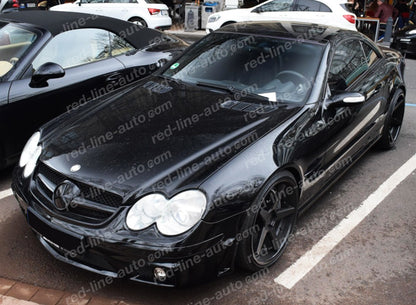 2006+ Facelift Mercedes R230 SL-Class Roadster AMG Grille, Full Gloss Black Singe-fin