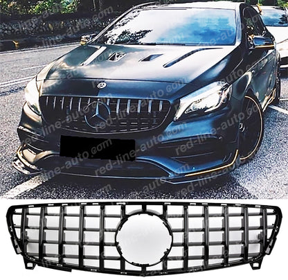 Facelift Mercedes W176 A-Class Hatchback AMG A45 GT Front Grille, Full Gloss Black Panamericana