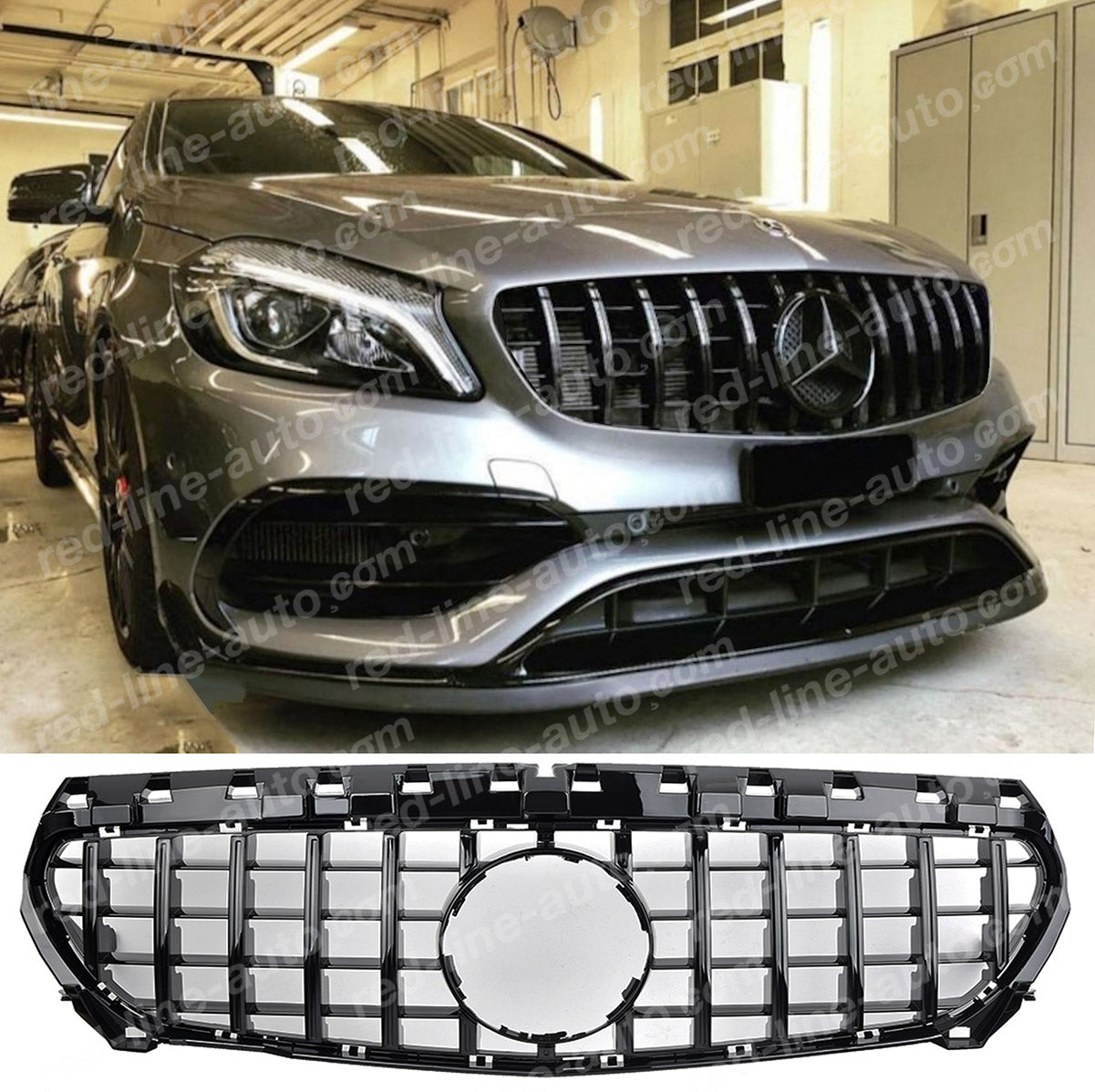 Mercedes W117 CLA C117 Coupe X117 Estate AMG CLA45 GT Grille, Full Gloss Black Panamericana