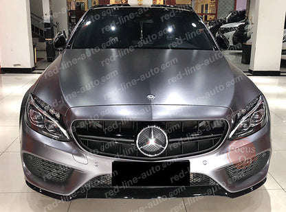 Pre-Facelift Mercedes W205 C-Class S205 C205 A205 Black GT Grille, Matte Chrome E63S-look No-Camera