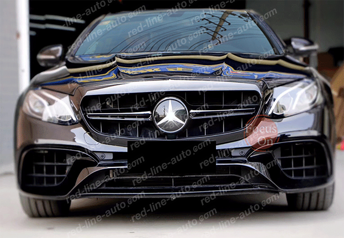 Pre-Facelift Mercedes W205 C-Class S205 C205 A205 Black GT Grille, Matte Chrome E63S-look No-Camera