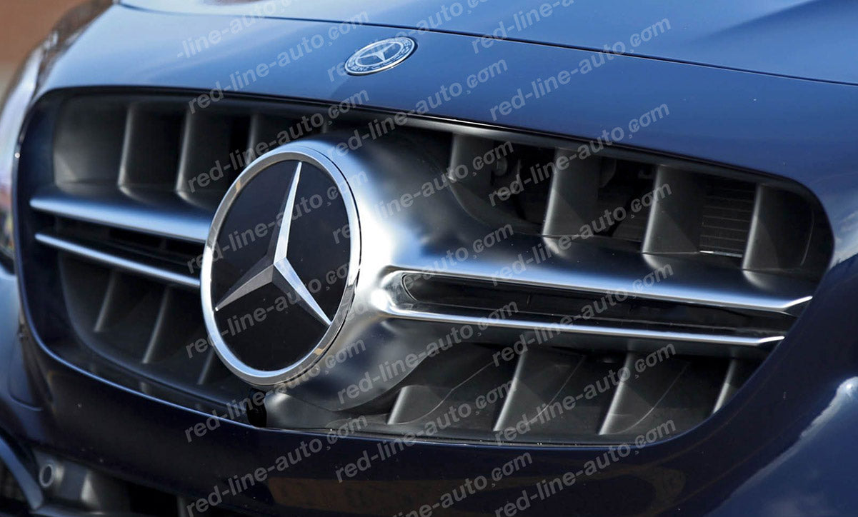 Pre-Facelift Mercedes W205 C-Class S205 C205 A205 Black GT Grille, Matte Chrome E63S-look No-Camera