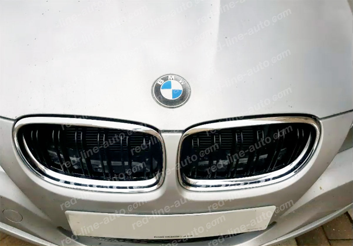 Facelift BMW 3 Series E90 Saloon E91 Estate Double-Bar M-Power Grille, Gloss Black With Chrome Rim