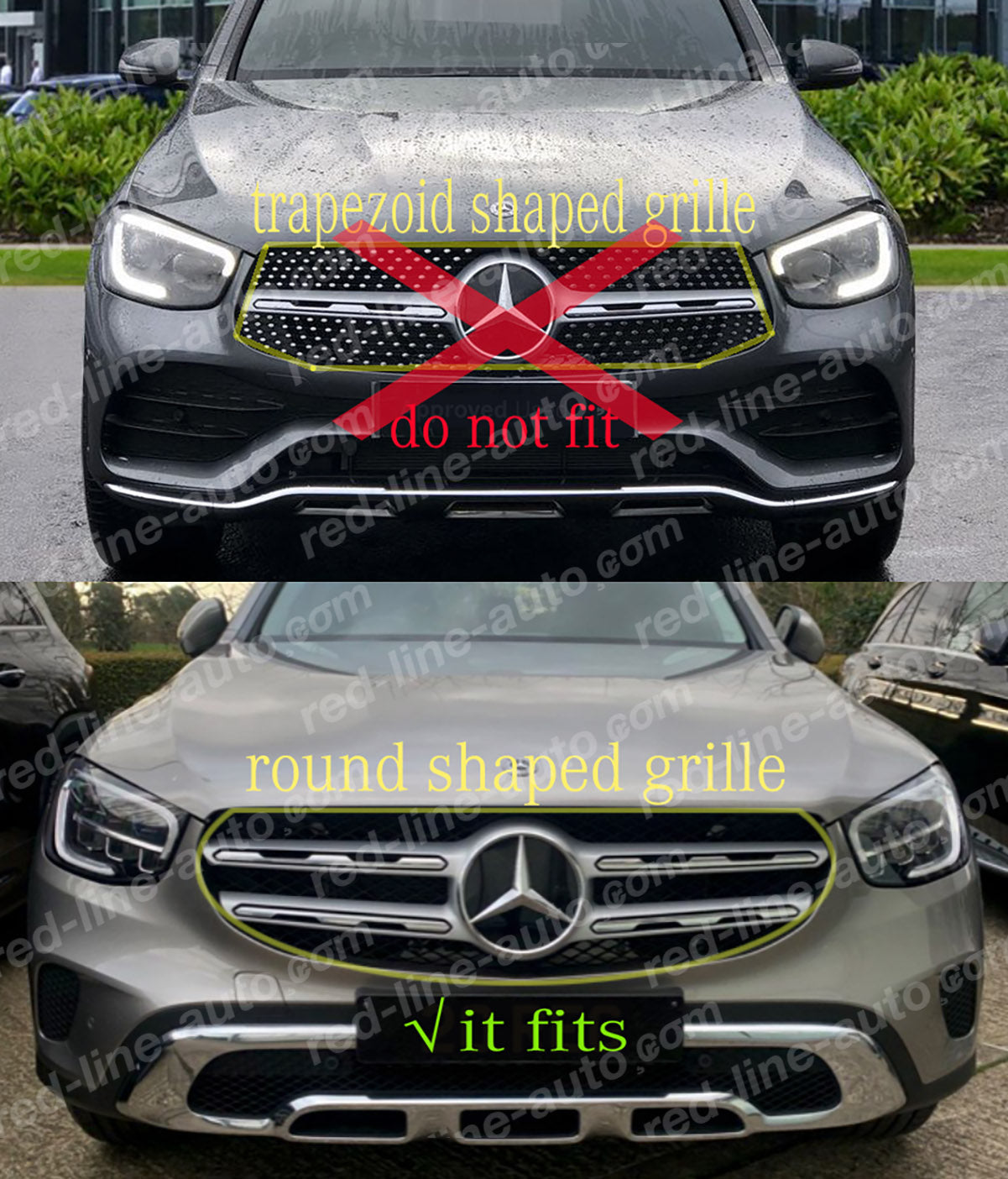 Facelift Mercedes Sport GLC X253 W253 SUV Iridium Silver Grille, Non-AMG Bumper Chrome Diamond