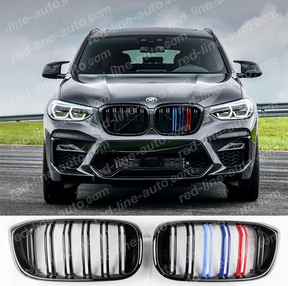 BMW G02 X4 SUV Coupe Dual-slat Front Grille, Black With M-Power Tri-Colours