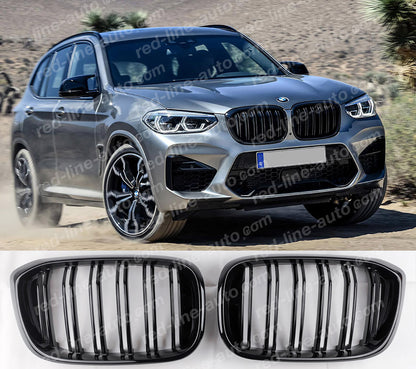 BMW G01 X3 SUV M-Performance Front Grille, Full Gloss Black Double-bar