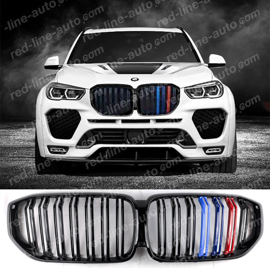 BMW G05 X5 F95 X5M SUV Dual-slat Front Grille, Gloss Black With M-Power Tri-Colours