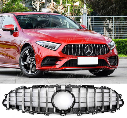 Mercedes W257 CLS Coupe Sedan C257 AMG Black GT Front Grille, Chrome Panamericana Slat