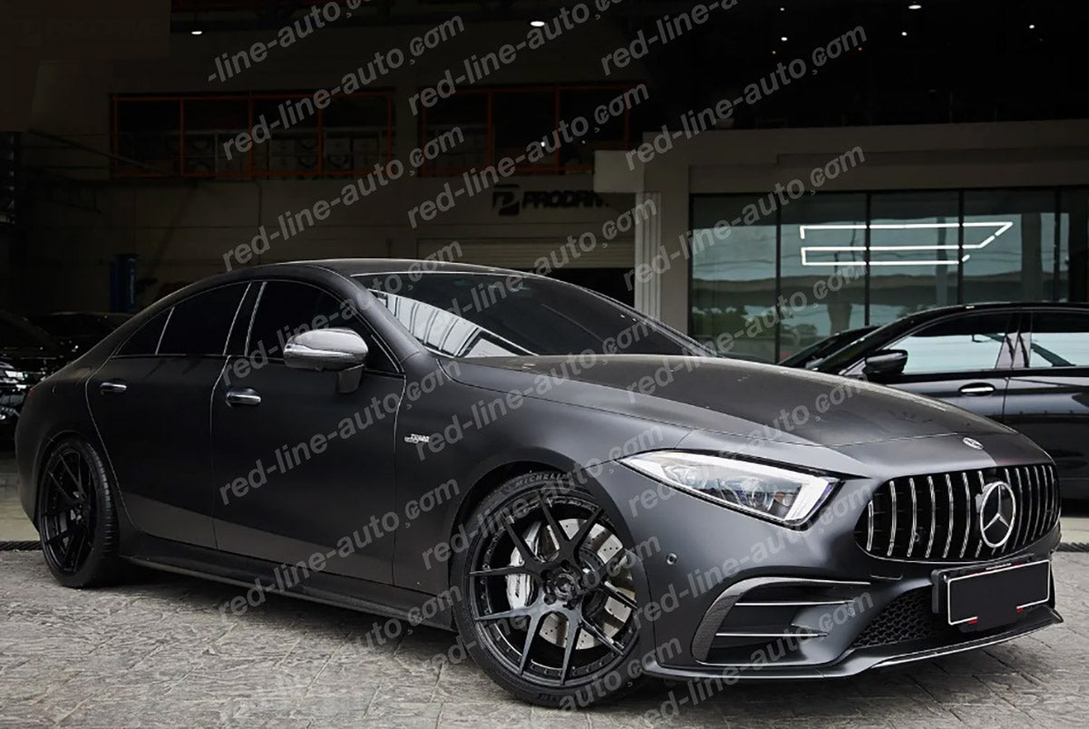 Mercedes W257 CLS Coupe Sedan C257 AMG Black GT Front Grille, Chrome Panamericana Slat