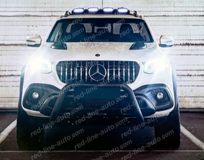 Mercedes W470 BR470 X-Class Pickup Truck Black AMG GT Front Grille, Chrome Panamericana Slat