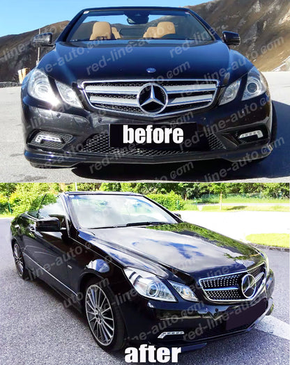 Pre-facelift Mercedes W207 E-Class Coupe C207 Convertible A207 Black AMG Front Grille, Chrome Diamond