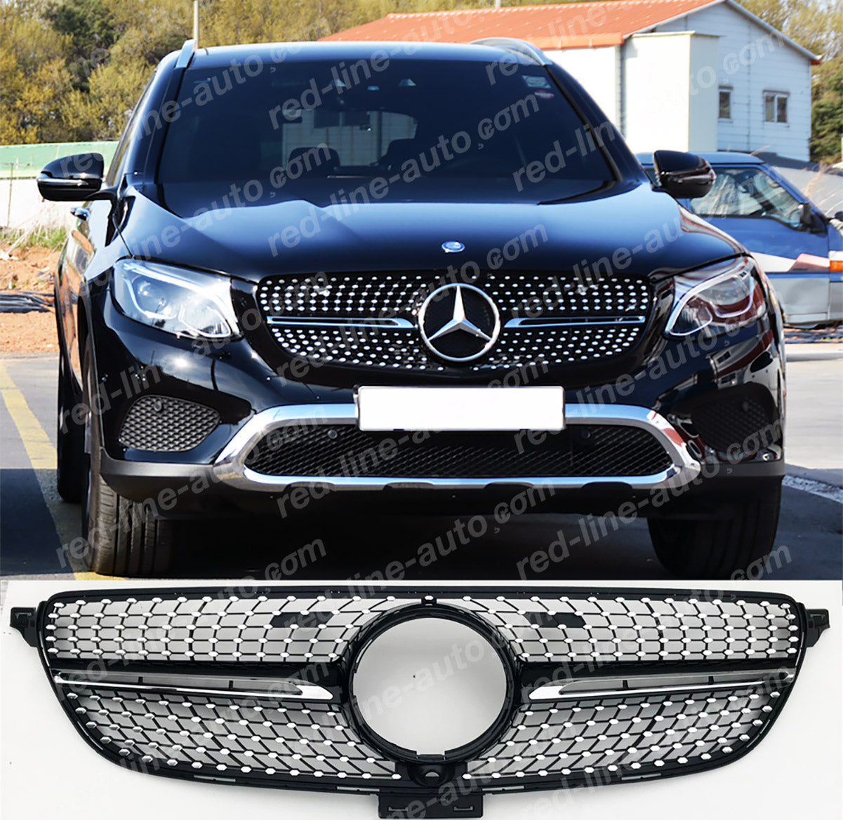 Mercedes C292 GLE Coupe SUV Chrome AMG GLE43 Front Grille, Diamond Black Night Edition