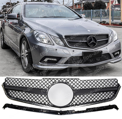 Pre-facelift Mercedes W207 E-Class Coupe C207 Convertible A207 AMG Single-fin Grille, Full Matte Black