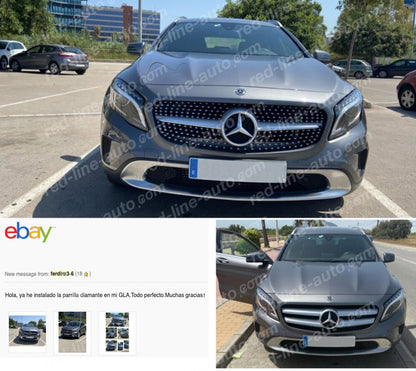 Pre-facelift Mercedes X156 GLA SUV Iridium Silver AMG GLA45 Front Grille, Chrome Diamond