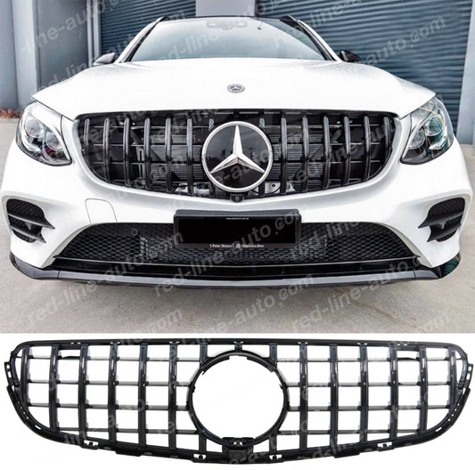 Pre-facelift Mercedes X253 GLC SUV C253 Coupe GLC43 AMG GT Grille, Full Gloss Black Panamericana