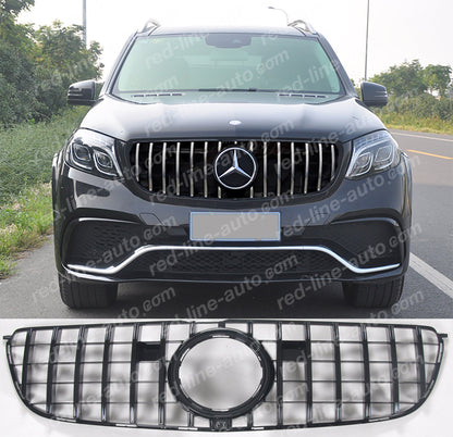 Facelift Mercedes X166 SUV AMG GLS 63Black GT Front Grille, Chrome Panamericana Slat