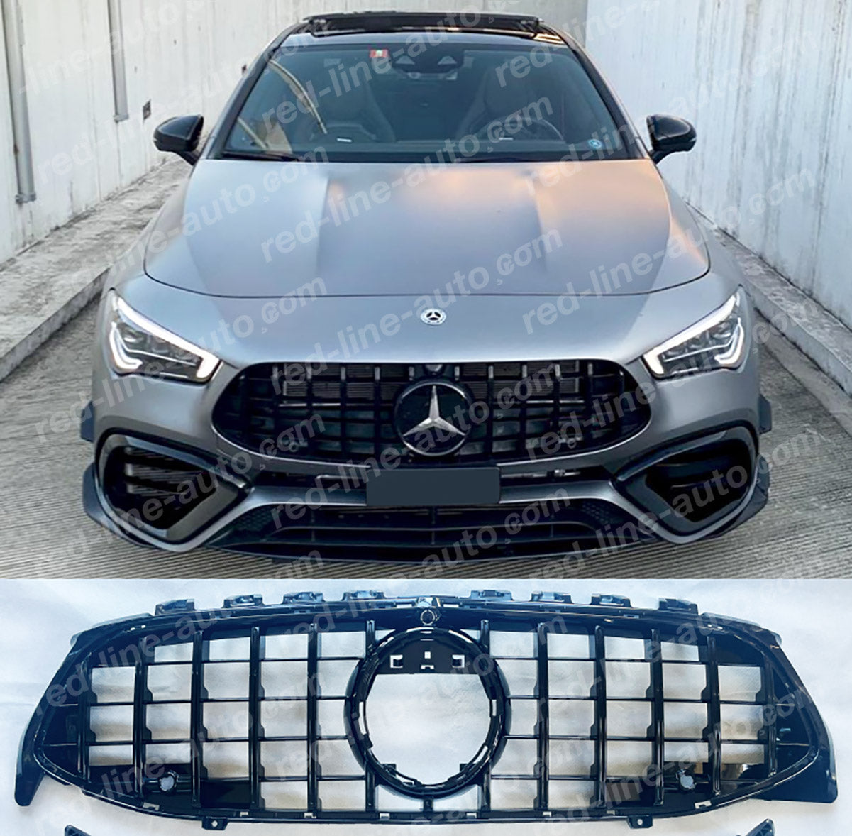 Mercedes W118 CLA C118 Coupe X118 Estate AMG CLA45 GT Grille, Full Gloss Black Panamericana