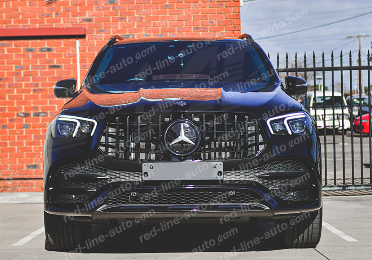 Mercedes W167 GLE V167 SUV C167 Coupe AMG GT Front Grille, Full Gloss Black Panamericana