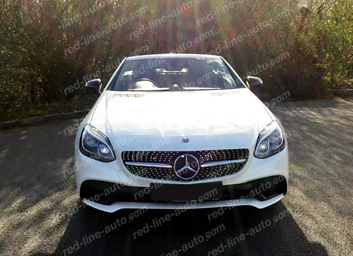 Mercedes R172 SLC Roadster Convertible SLC43 AMG Black Front Grille, Chrome Diamond