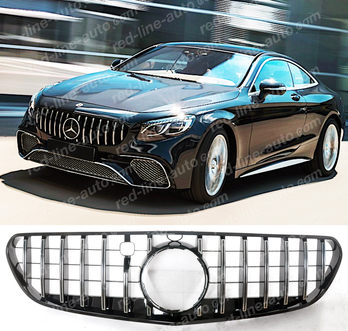 Mercedes W217 S-Class C217 Coupe A217 Convertible AMG Black GT Front Grille, Chrome Panamericana