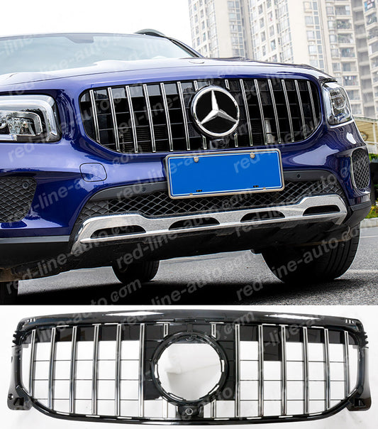 Pre-facelift Mercedes X247 GLB SUV Non-AMG Black Sports GT Front Grille, Chrome Panamericana