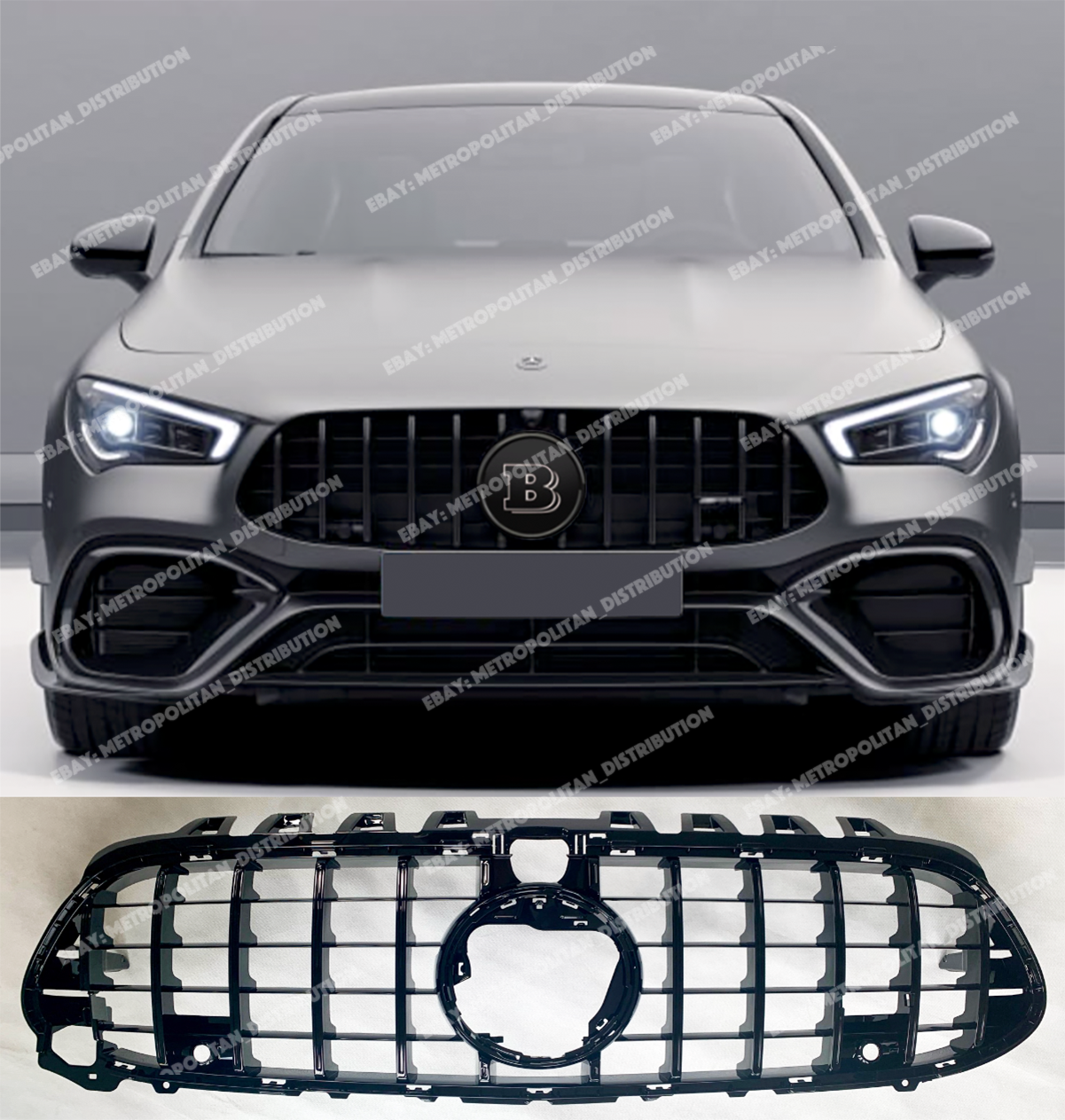 AMG W118 CLA45 S C118 Coupe X118 Shooting Brake GT Grille, Full Gloss Black Edition Panamericana BRABUS