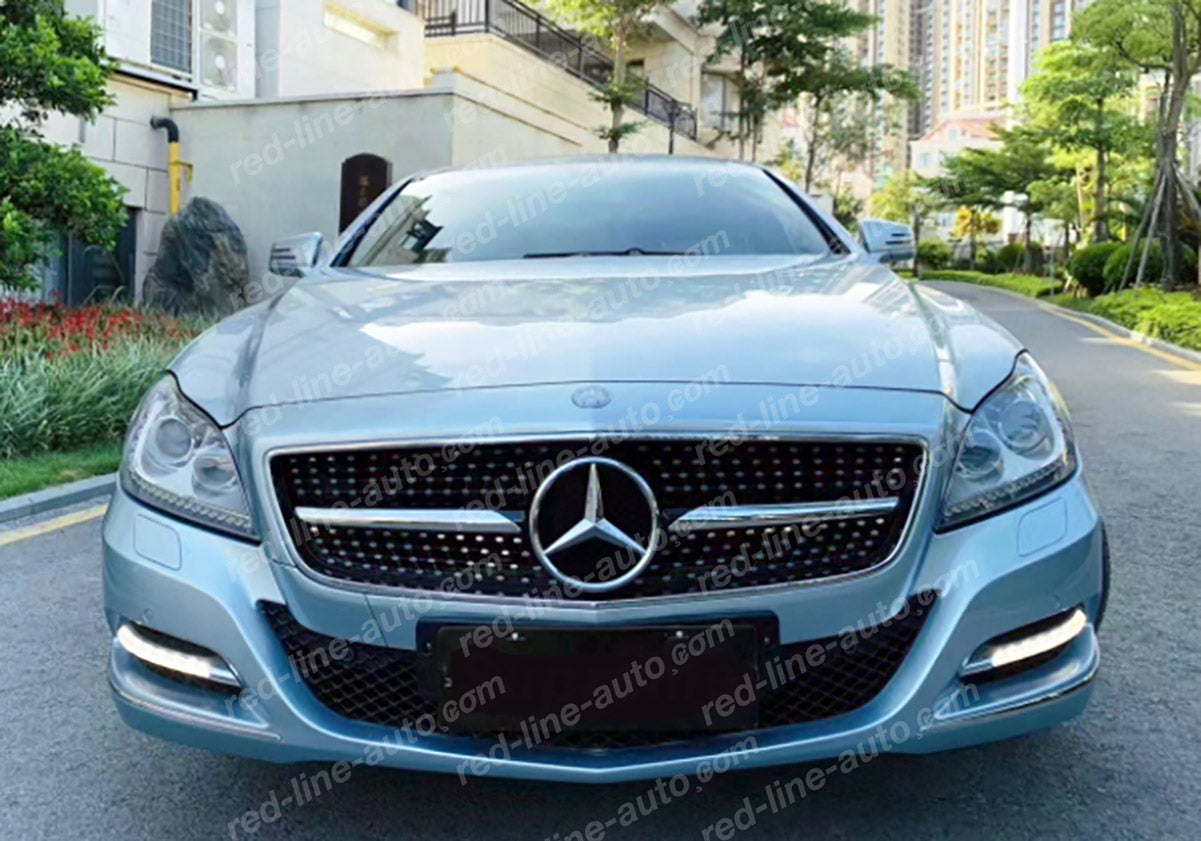 Pre-facelift Mercedes W218 CLS Coupe C218 Shooting Brake Estate X218 Black AMG Grille, Chrome Diamond