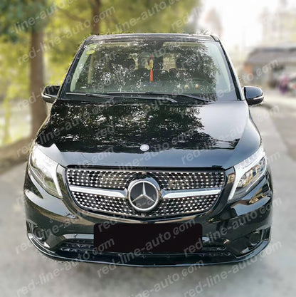 Pre-facelift Mercedes W447 V-Class MPV VIANO Black AMG Front Grille, Chrome Diamond