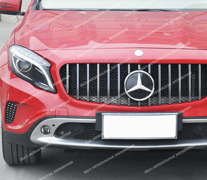 Pre-facelift Mercedes X156 GLA SUV AMG GLA45 Black GT Front Grille, Chrome Panamericana Slat