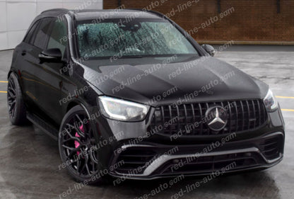 Facelift Mercedes X253 GLC SUV C253 Coupe AMG GT Front Grille, Full Gloss Black Panamericana