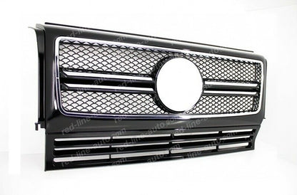 1990-18 Mercedes W463 G-Class SUV AMG G63 Obsidian Black Single-fin Front Grille, Chrome Rim