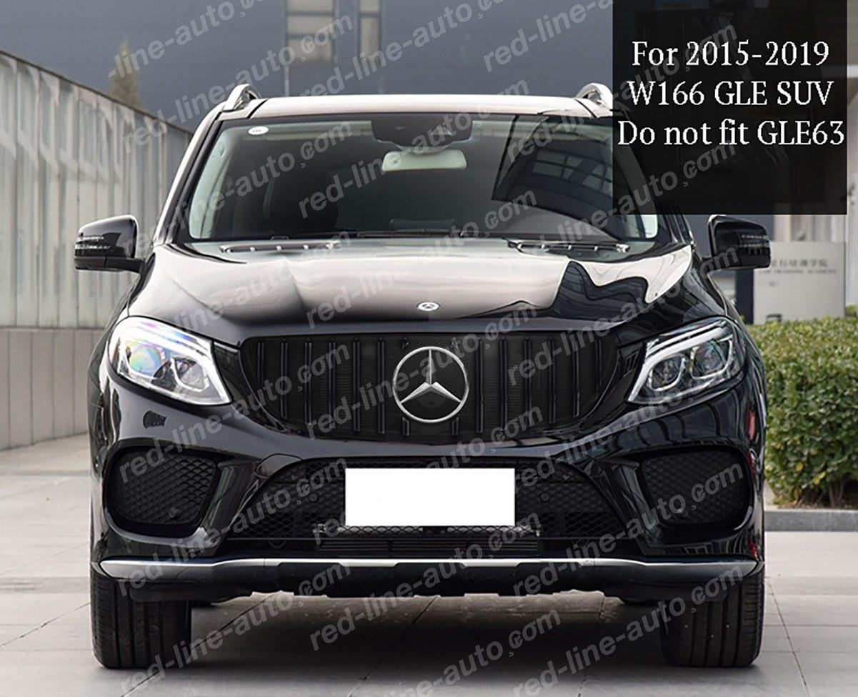 2015+ Mercedes W166 GLE SUV AMG GT Front Grille, Full Gloss Black Panamericana Slats