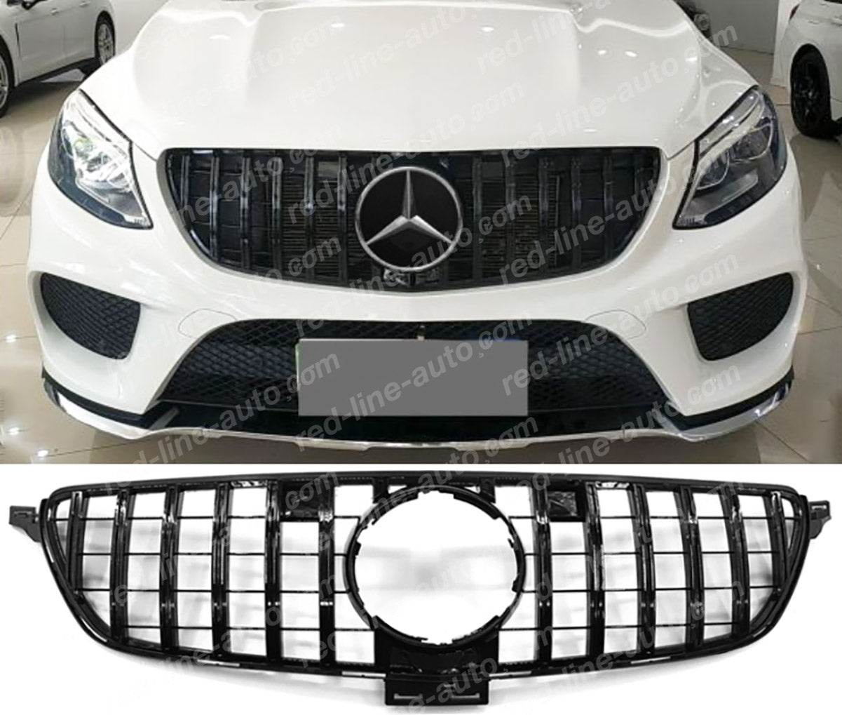 2015+ Mercedes W166 GLE SUV AMG GT Front Grille, Full Gloss Black Panamericana Slats