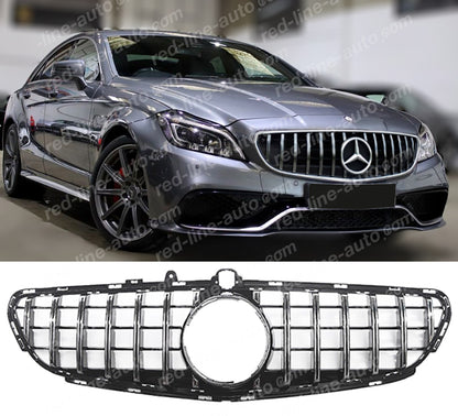 Facelift AMG W218 CLS63 S, Coupe C218 Shooting Brake X218 Black GT Grille, Chrome Panamericana