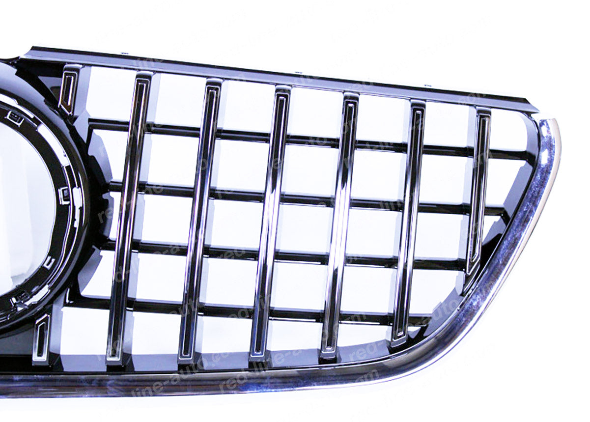 Facelift Mercedes W447 VITO AMG GT Grille, Black With Chrome Panamericana Slat