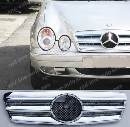 Mercedes W208 CLK Coupe C208 Cabriolet A208 AMG Sport Grille with Star, Full Chrome