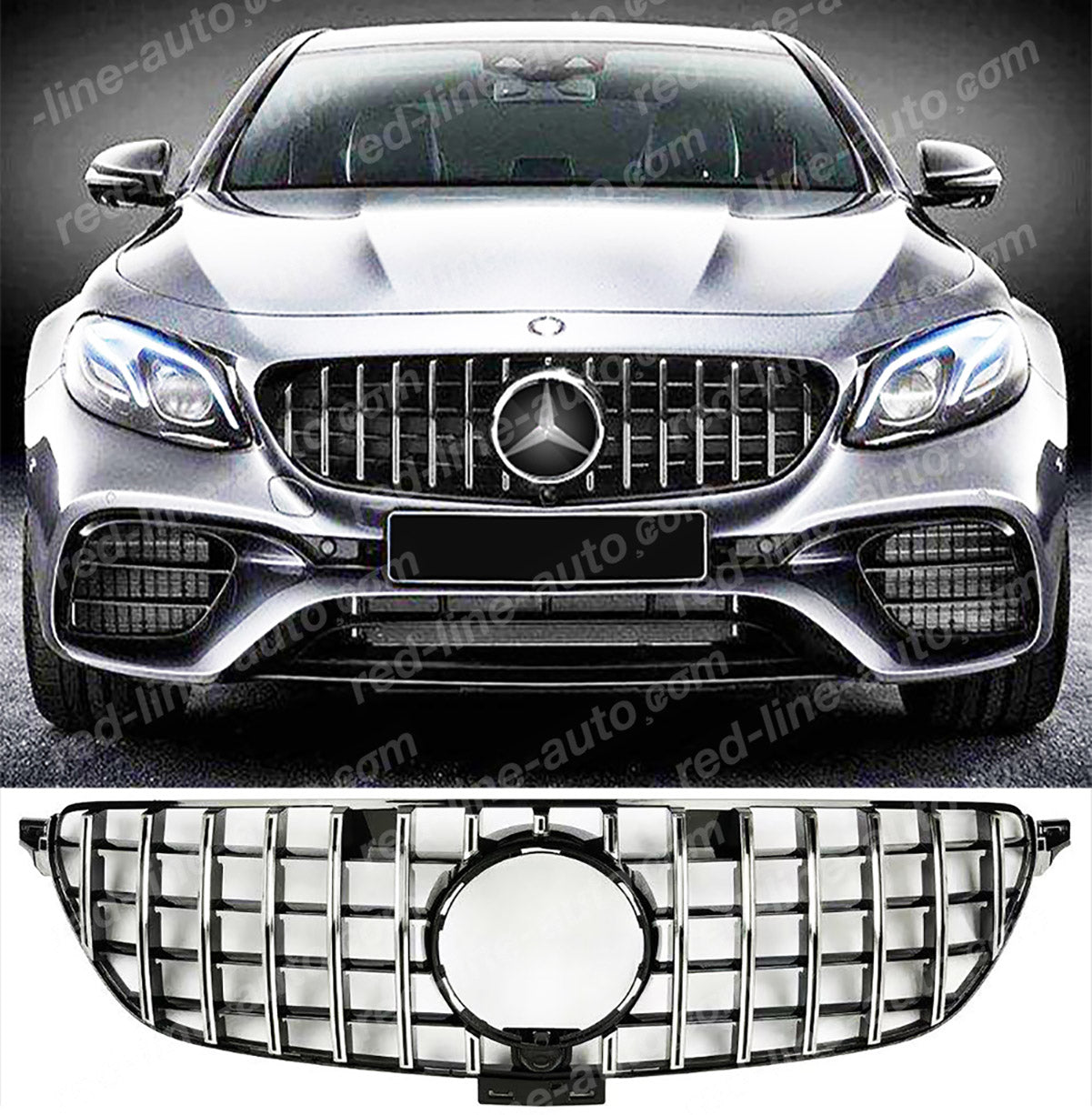 Mercedes C292 GLE Coupe SUV Black AMG GT Front Grille, Chrome Panamericana Slat