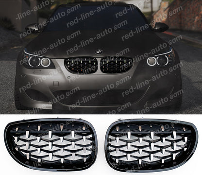 BMW 5 Series E60 Saloon E61 Estate M-Performance Grille, Chrome Diamond with Black Rim