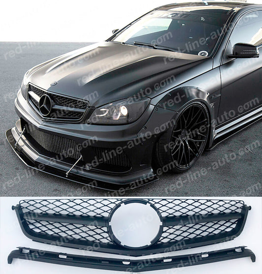 Pre-facelift AMG C63 S W204 Saloon S204 Estate Single-louvre Grille, Full Matte Black