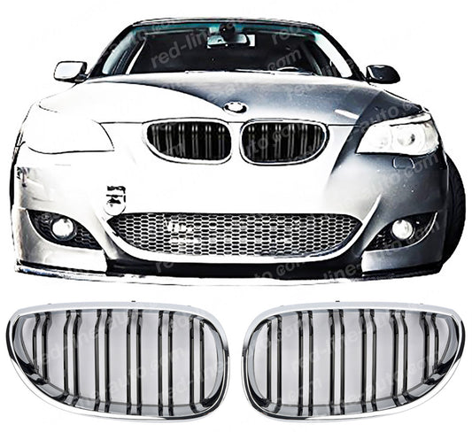 BMW 5 Series E60 Saloon E61 Estate M-Power Grille,  Black Twin-Bar with Chrome Rim