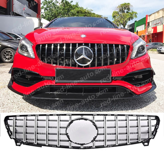 Facelift Mercedes W176 A-Class Hatchback AMG A45 Black GT Front Grille, Chrome Panamericana