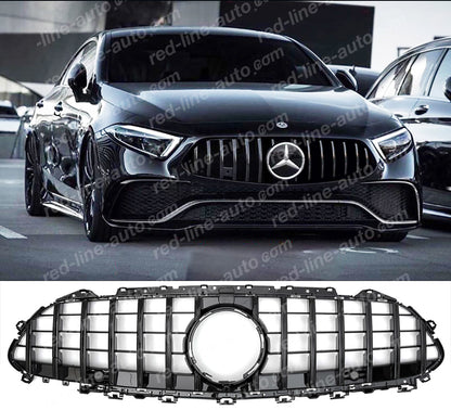 Mercedes W257 CLS Coupe Saloon C257 AMG GT Front Grille, Full Gloss Black Panamericana