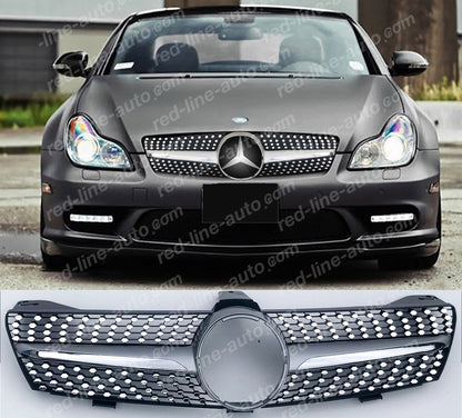 Pre-facelift Mercedes W219 CLS Coupe C219 Iridium Silver AMG CLS63 Grille, Chrome Diamond