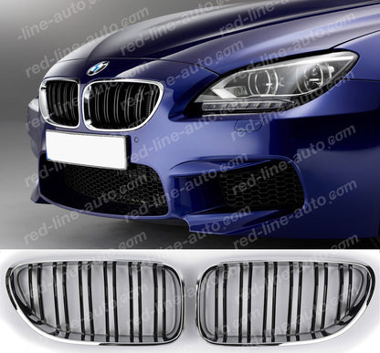 BMW 6 Series F12 Coupe F13 Convertible F06 Gran M-Power Grille, Black Dual-Slat with Chrome Rim