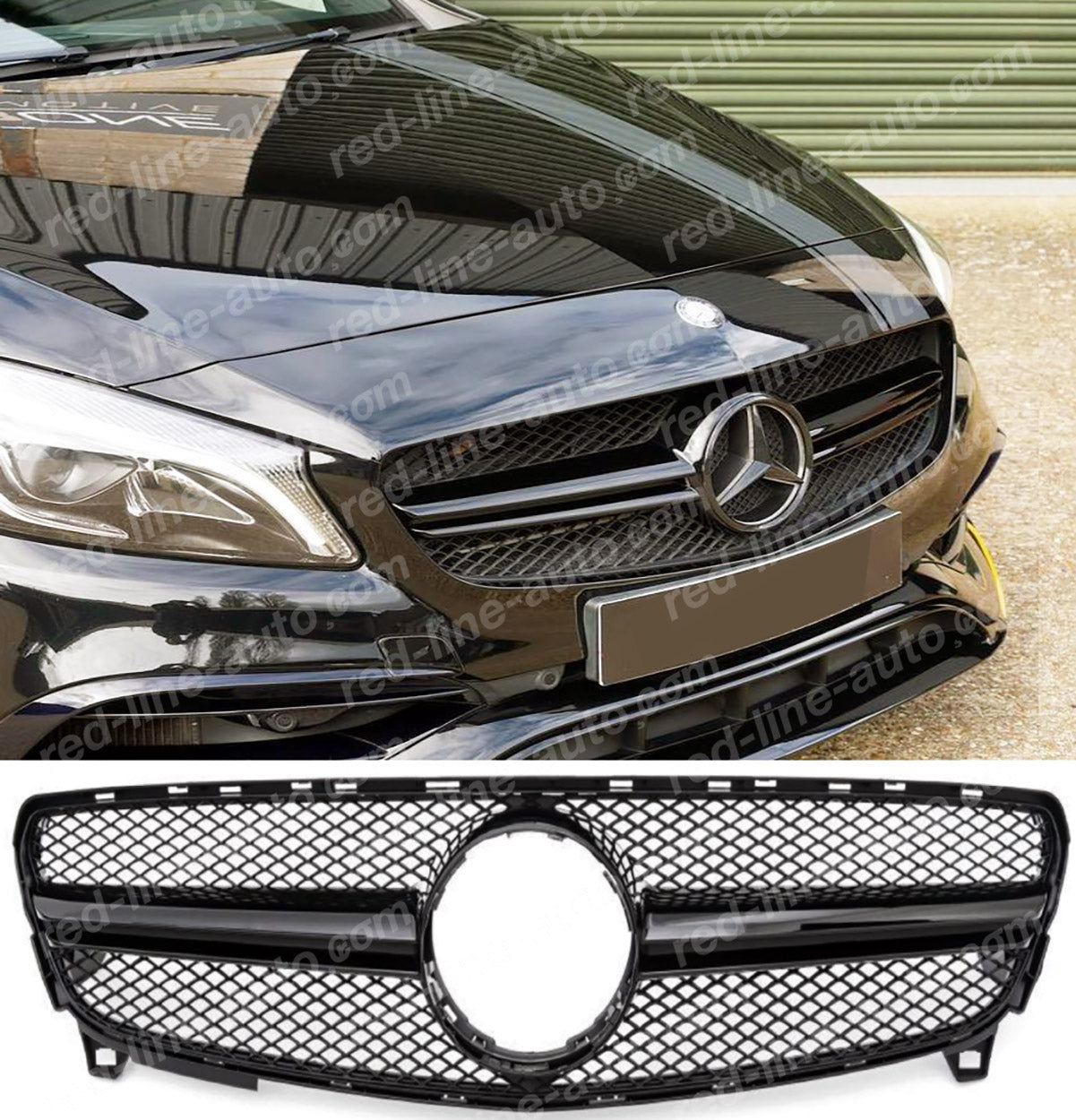 Facelift Mercedes W176 A-Class Hatchback AMG A45 Grille, Single-fin Full Gloss Black