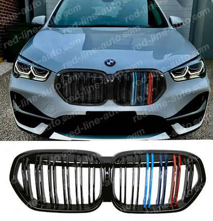 Facelift BMW X1 F48 SUV Dual-slat Front Grille, Black With M-Power Tri-Colours